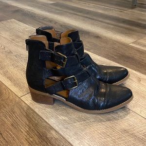 Leather ankle booties